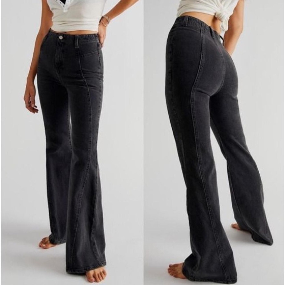 High-Waisted Black Flare Jeans